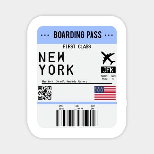 Boarding Pass New York Flight Ticket Magnet