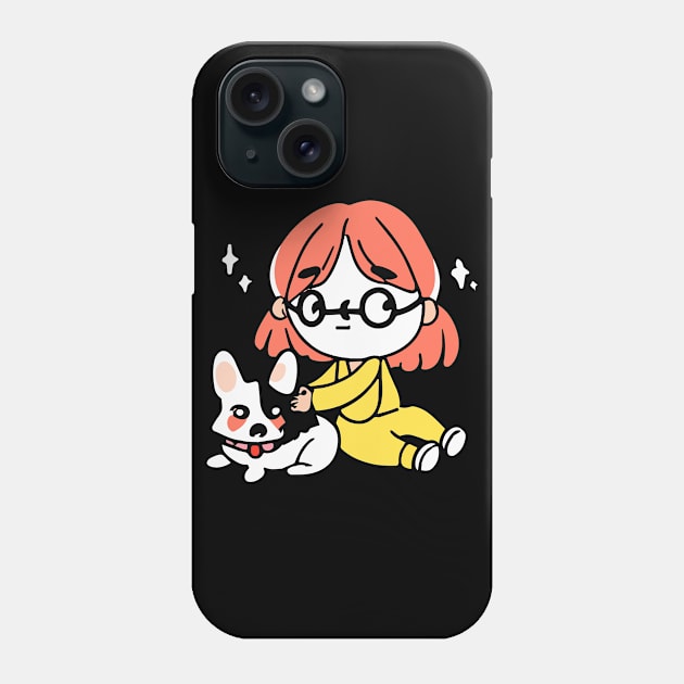 Girl with a Corgi Dog Lover Welsh Phone Case by BetterManufaktur