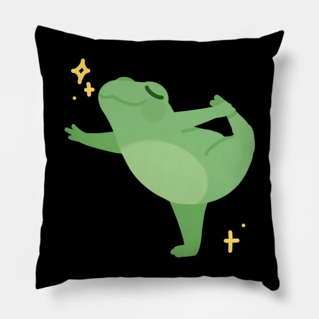 A Green Frog Dancing Ballet Pillow by truong-artist-C