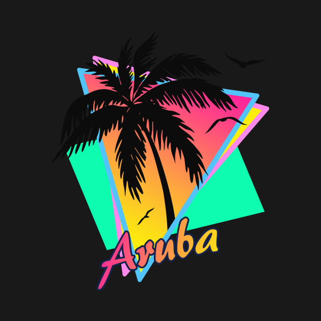 Discover Aruba Cool 80s Sunset - Aruba - T-Shirt