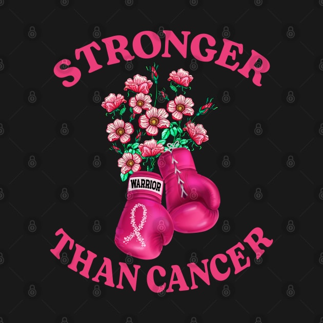 Stronger Than Cancer Boxing Gloves Pink Ribbon Breast Cancer by CreativeShirt