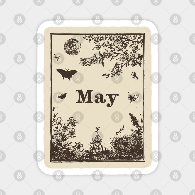 Elegant May Butterflies and Blossoms Magnet by TuncGK