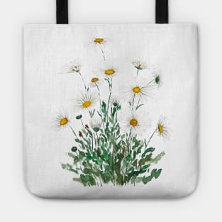 white Margaret daisy watercolor Tote