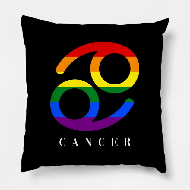 Cancer Zodiac With LGBTQ+ Pride Colors Pillow by Luna Illustration