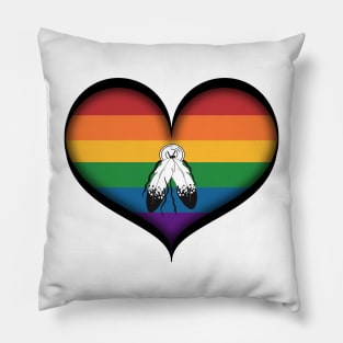 Large Vector Heart in Two Spirit Pride Flag Pillow