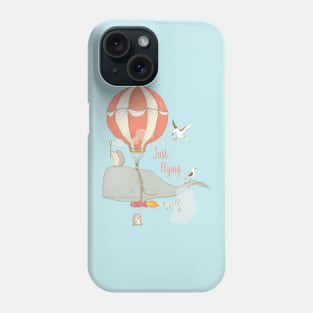 Just Flying - Whimsical Cartoon Whale with Animal Friends Phone Case