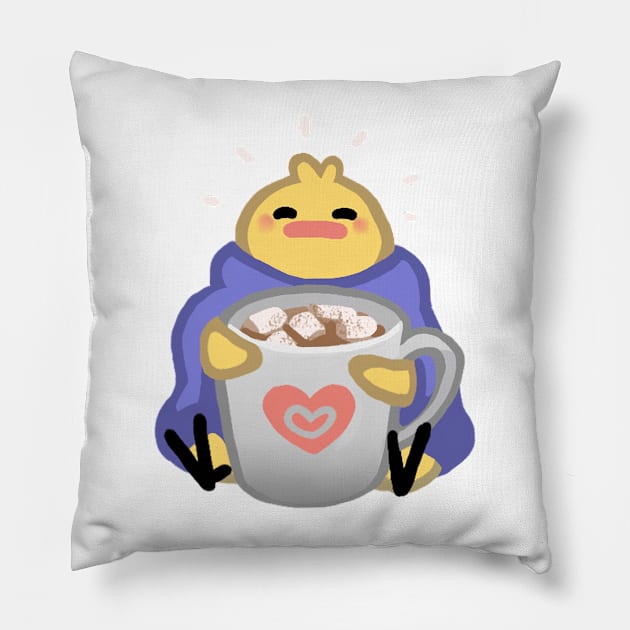 Hot Cocoa Birdblob Pillow by Sabtastic