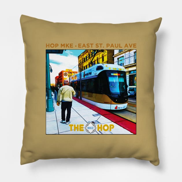 MKE HOP • Milwaukee Streetcar Pillow by The MKE Rhine Maiden