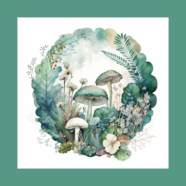 Watercolor Mushrooms by Star Scrunch