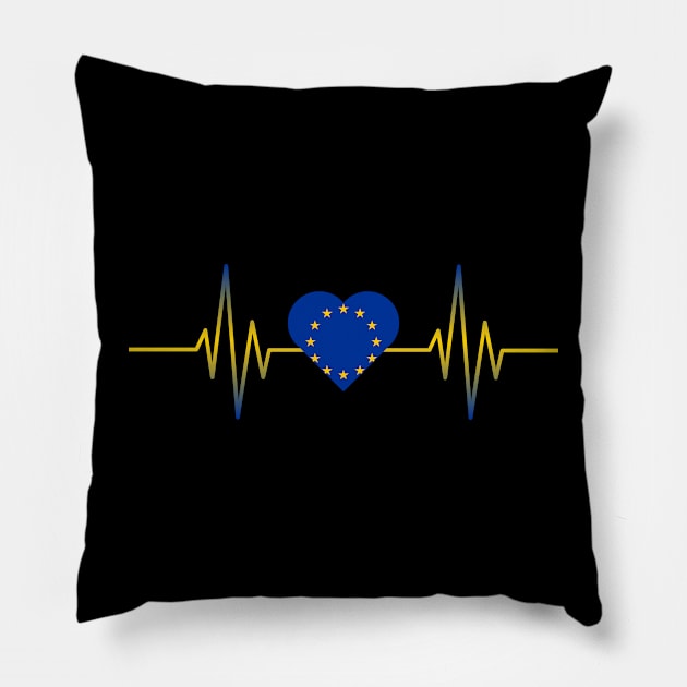 European Union Heartbeat Pillow by Ericokore