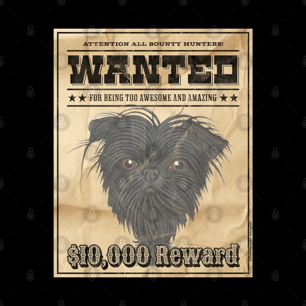 Funny Cute affenpinscher Monkey Dog Wanted Poster by Danny Gordon Art