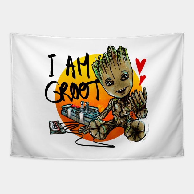 Baby Groot Tapestry by Habuza