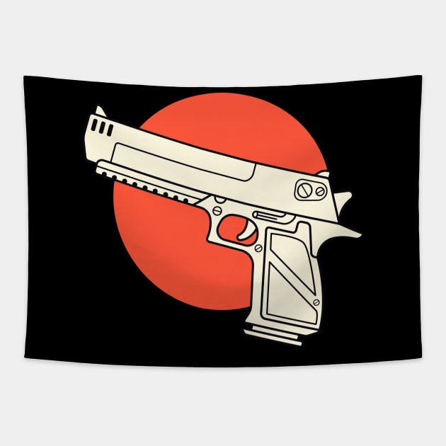 Retro Pistol Weapon Japanese Style Tapestry by anubis1986