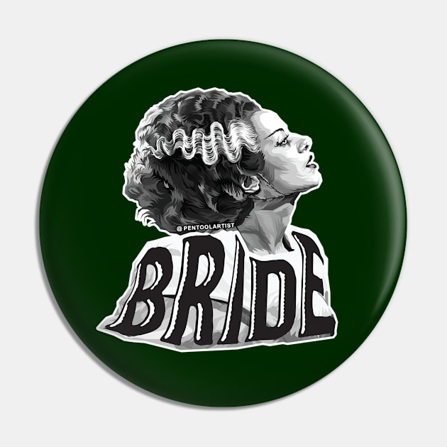 The Black & White Bride Pin by pentoolarts