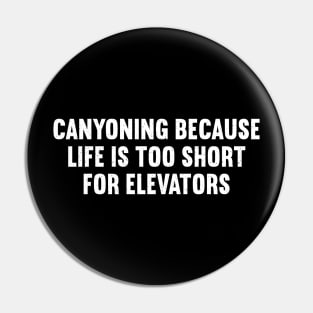 Canyoning Because Life is Too Short for Elevators Pin