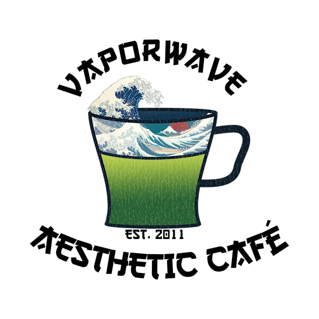 Vaporwave Aesthetic Great Wave Off Kanagawa Cafe Coffee Tea by mycko_design