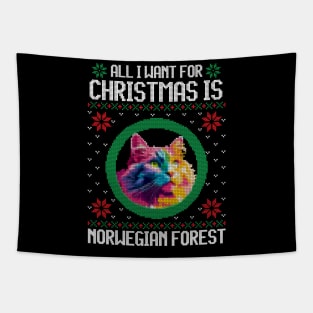 All I Want for Christmas is Norwegian Forest - Christmas Gift for Cat Lover Tapestry