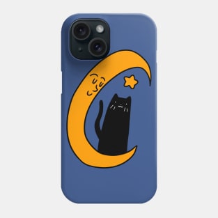 Crescent Moon Star and Black Cat Phone Case