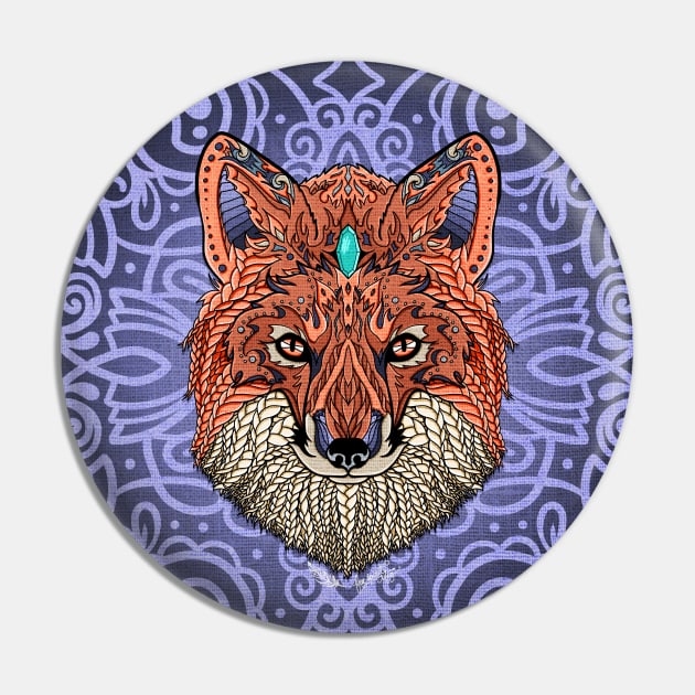 Fox Totem, Spirit Animal Art Pin by FreeSpiritMeg