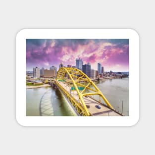 Pittsburgh Skyline and Fort Pitt Bridge Magnet