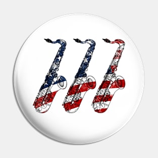 Saxophone USA Flag Saxophonist Jazz Musician 4th July Pin