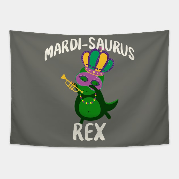 Mardi-Saurus Rex Mardi Gras Party Dinosaur Tapestry by 4Craig