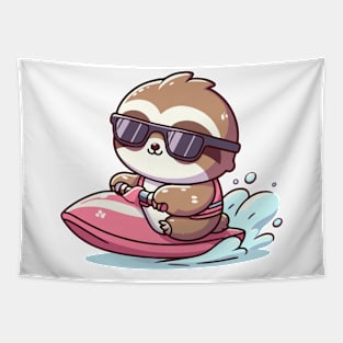 Cool sloth Jetskiing Tapestry
