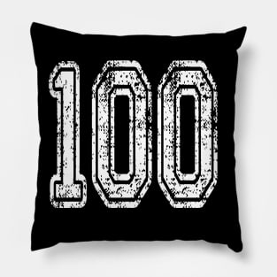 Number 100 Grungy in white Pillow