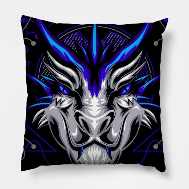 dragon head mask Pillow by SHINIGAMII