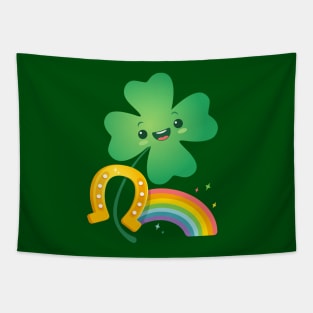 Lucky clover with rainbow Tapestry