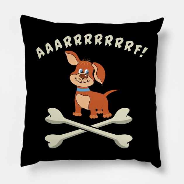 Cute Pirate Dog with Crossbones Pillow by Scarebaby