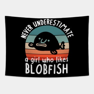 Underestimate girls cute blobfish sea fish Tapestry