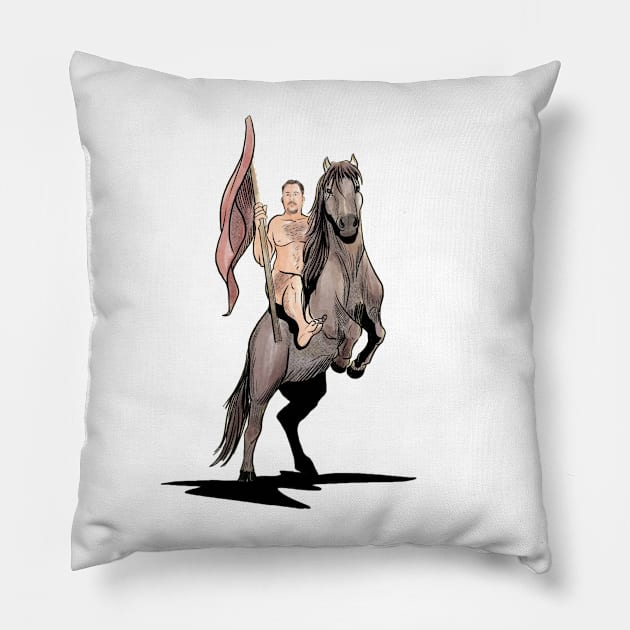 Nick Naked on a Horse Pillow by Gag On This