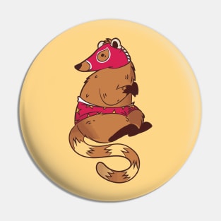 Funny Coati Luchador Wrestler Sketch Drawing Pin