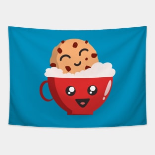 Kawaii Cookie Coffee Bath Tapestry