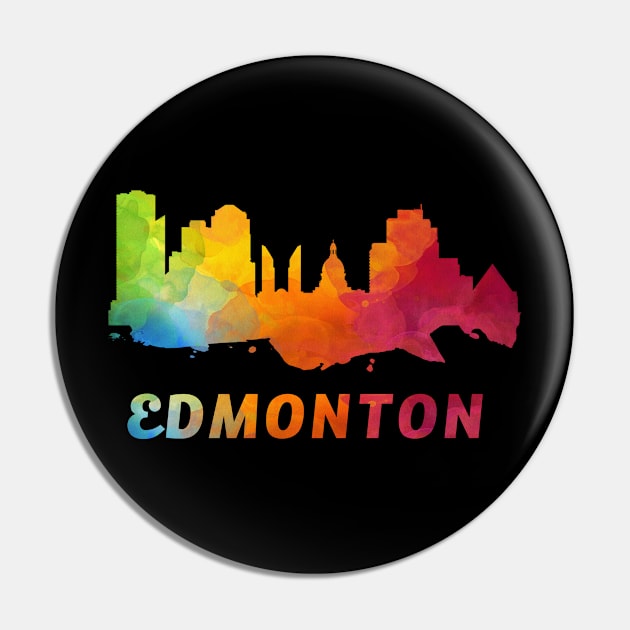 Edmonton Skyline Watercolor Style Pin by ThirdEyeAerial