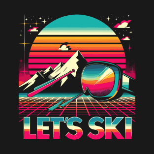 Let's Ski - Vintage 70s 80s Snow Skiing outfit T-Shirt