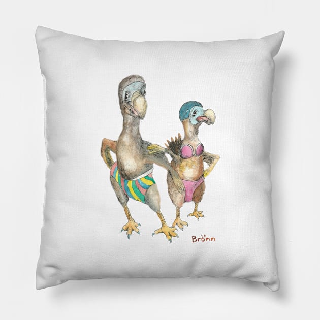 Dodo goes swimming Pillow by The Dodo Gallery