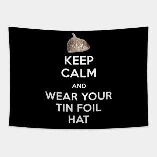 Keep Calm and Wear Your Tin Foil Hat Graphic Tapestry