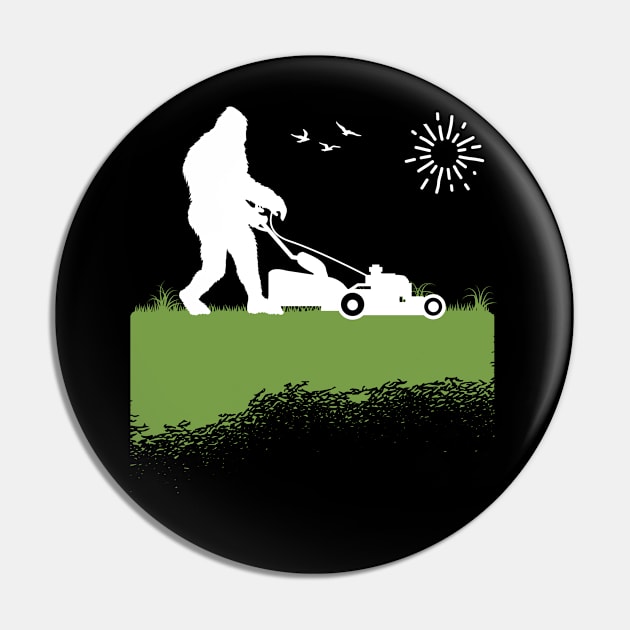 Bigfoot, the Lawn Mowing Sasquatch: Taming and Cutting Grass Pin by Tesszero