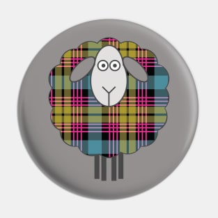 Scottish Pink, Blue and Yellow Tartan Patterned Sheep Pin