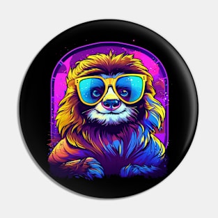 Synthwave Sloth Mullet Pin