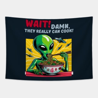 Alien likes human food Tapestry