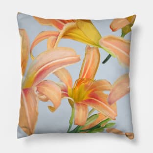 Tiger Lilies on Pale Blue Pillow