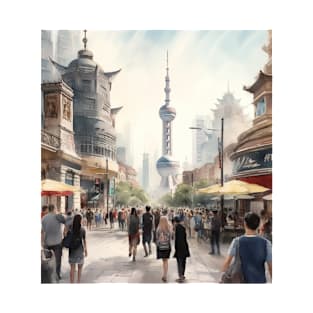 Watercolor Urban Walks -Shanghai Collection- T-Shirt