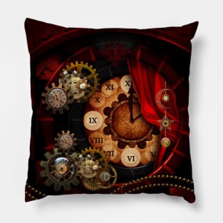 Steampunk, awesome clockwork with gears Pillow