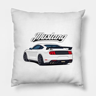 Rear Car Mustang white Pillow