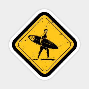 Surfer crossing distressed graphic surf art Magnet