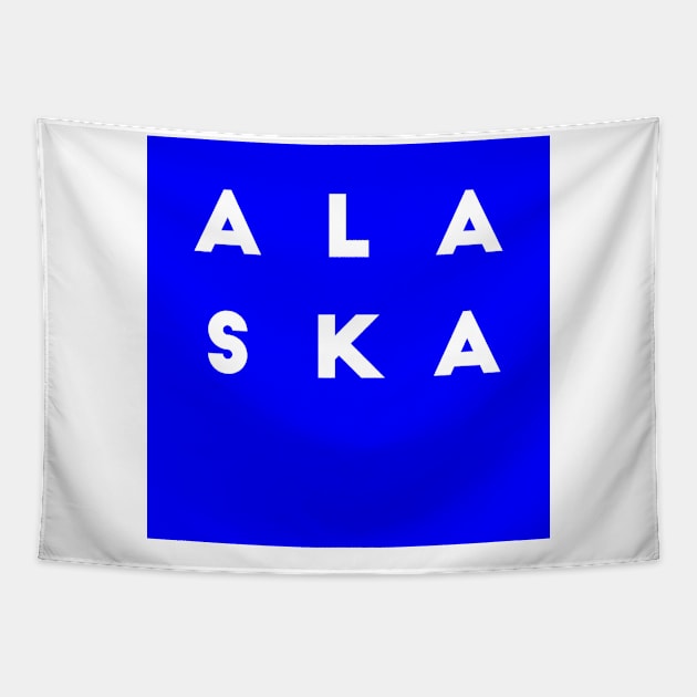 Alaska | Blue square letters Tapestry by Classical