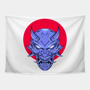 Blue Demonic Mask Tapestry